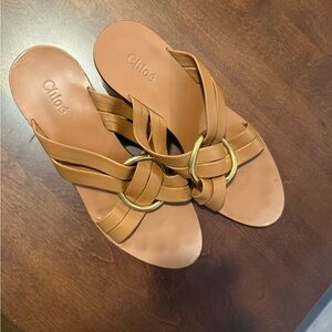 Chloe Tan Gold Sandals 40